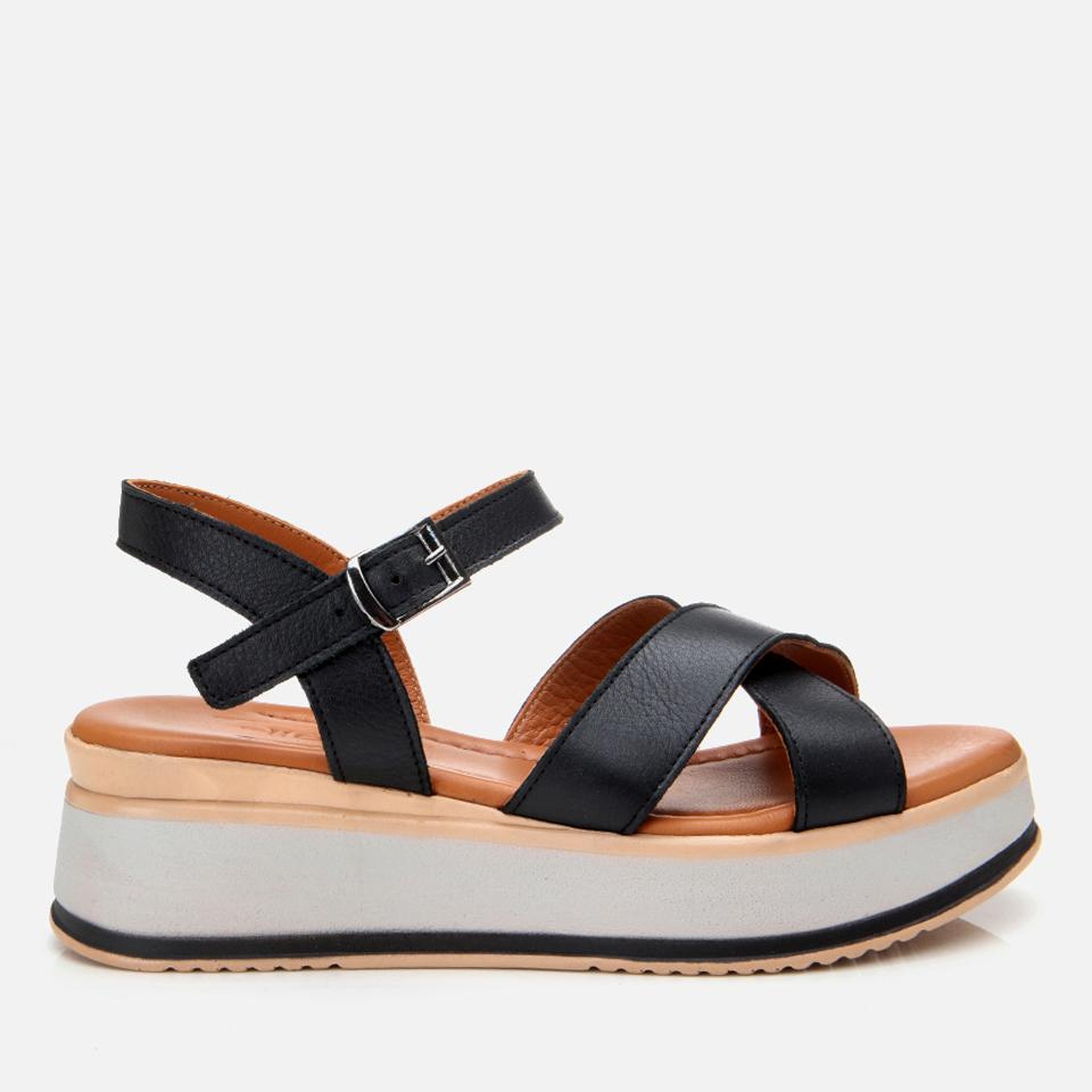 Kadın Deri Siyah Dolgu Topuklu Sandalet