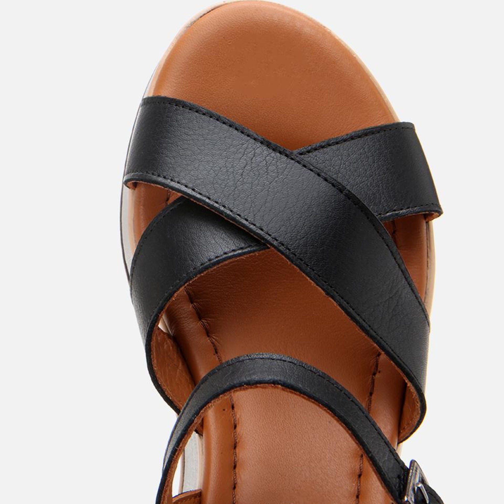 Kadın Deri Siyah Dolgu Topuklu Sandalet