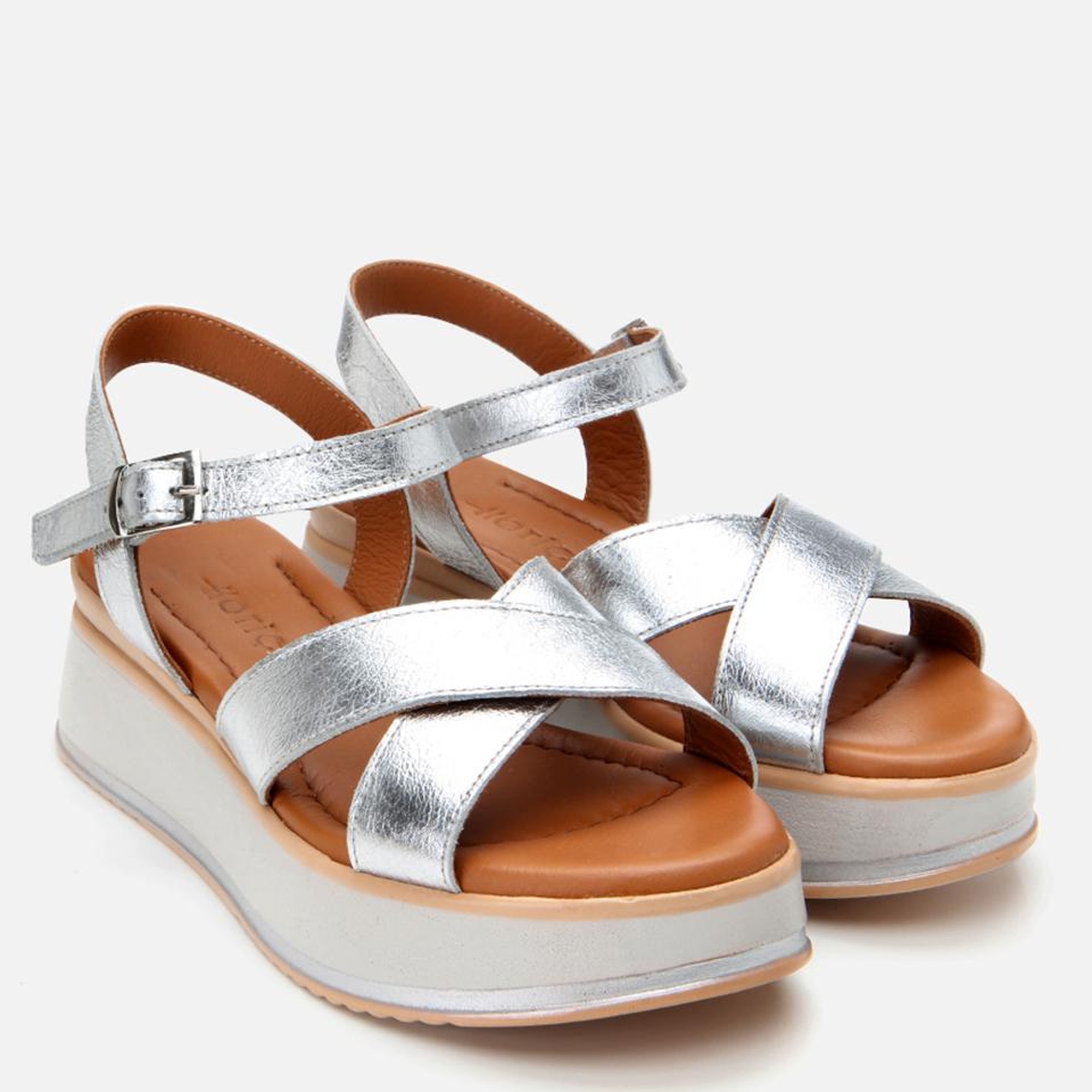 Kadın Deri Lame Dolgu Topuklu Sandalet