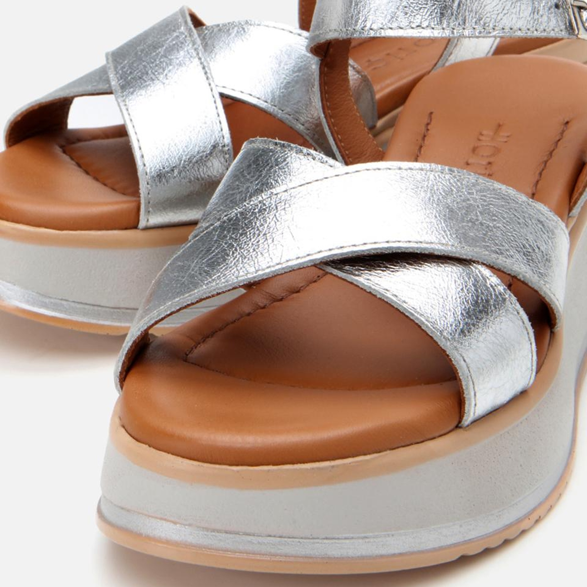 Kadın Deri Lame Dolgu Topuklu Sandalet