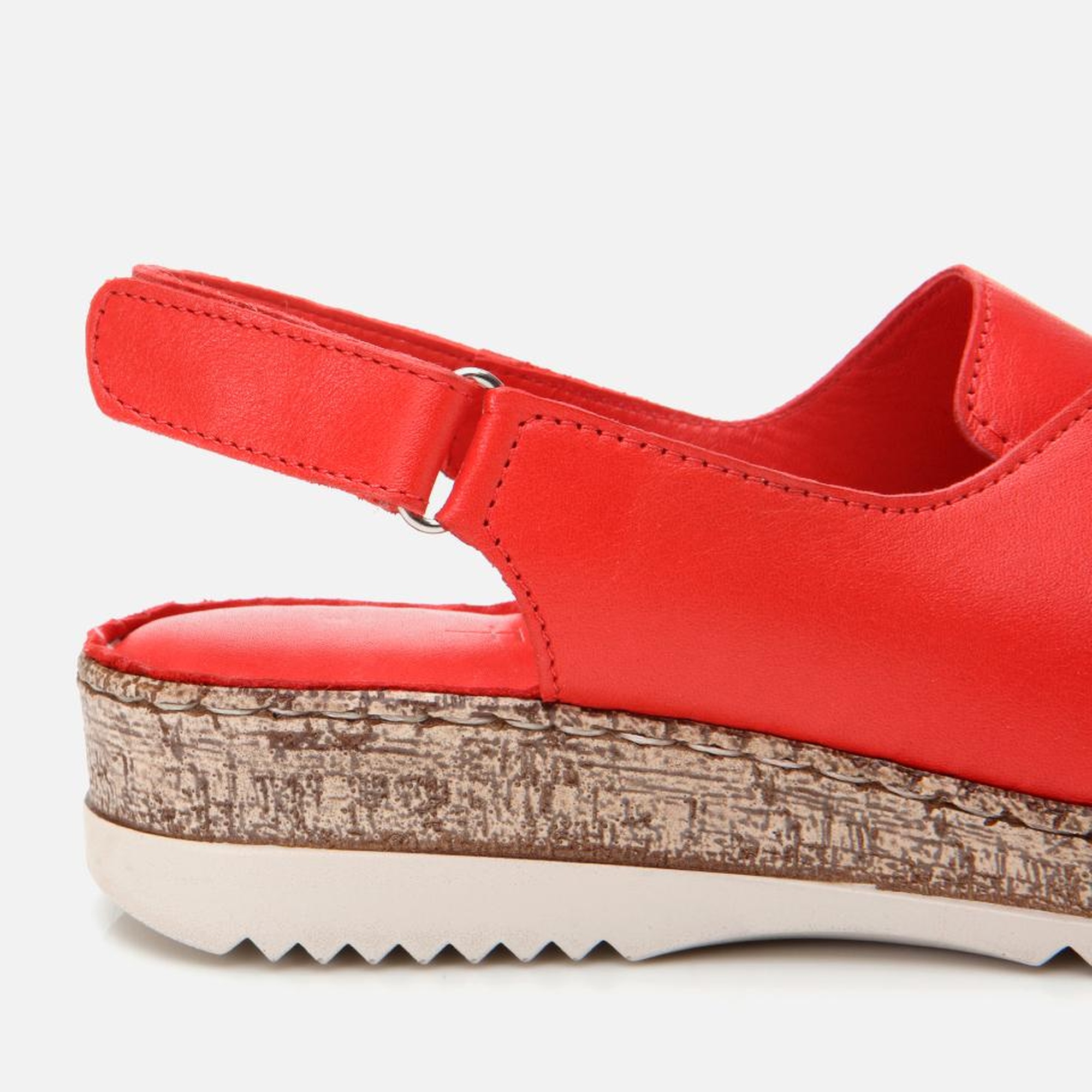 Kadın Deri Kırmızı Ayarlanabilir Comfort Sandalet