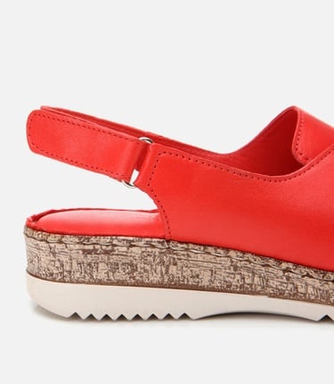  Kadın Deri Kırmızı Ayarlanabilir Comfort Sandalet