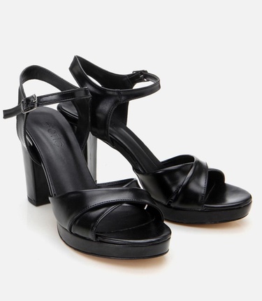  Kadın Siyah Abiye Yüksek Topuklu Sandalet