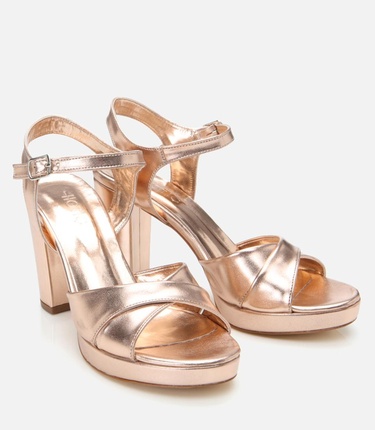  Kadın Pudra Abiye Yüksek Topuklu Sandalet