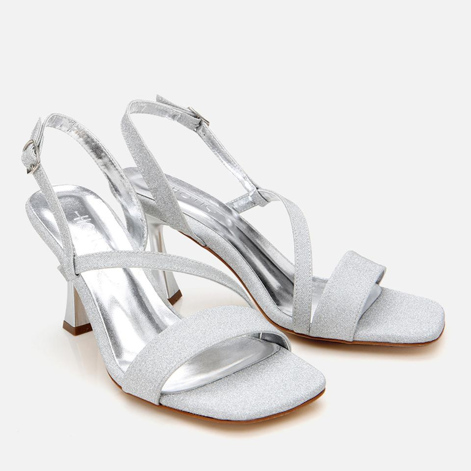 Kadın Lame Simli Abiye Topuklu Sandalet