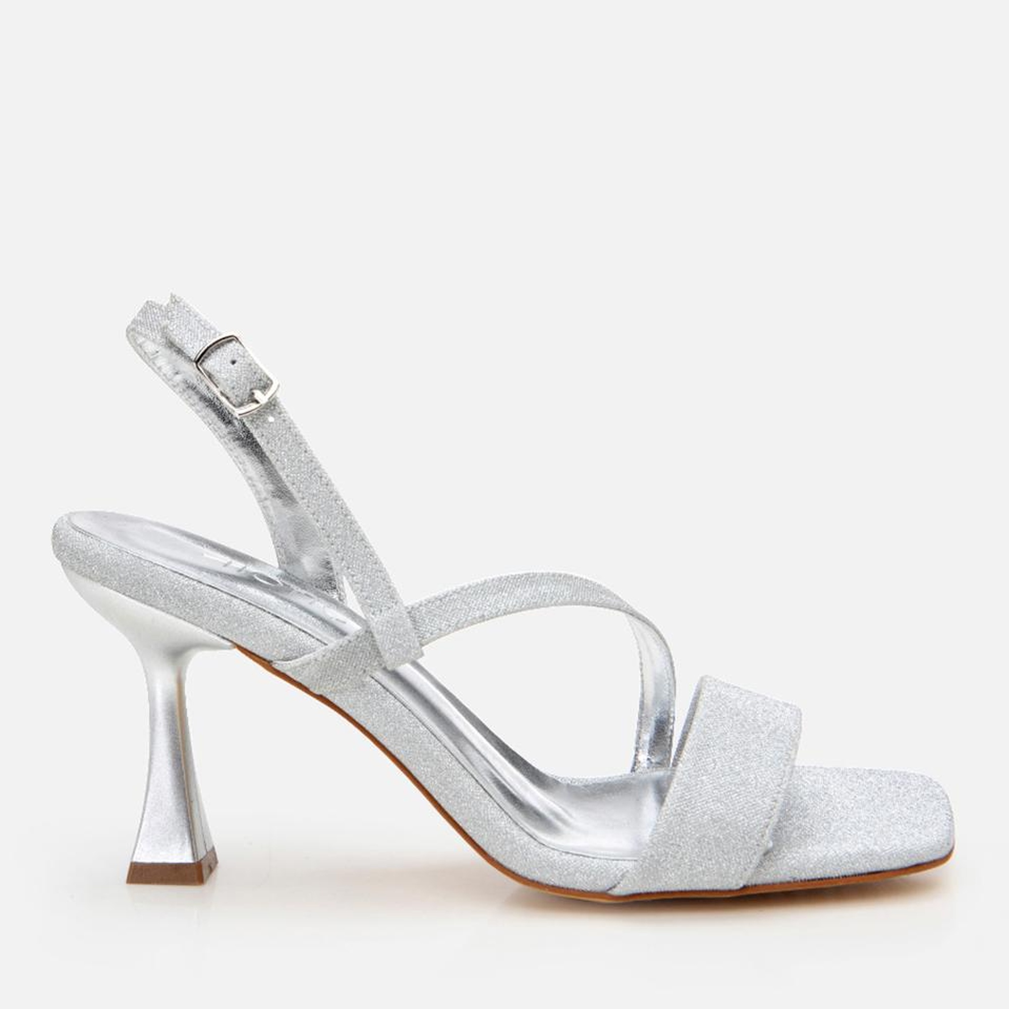 Kadın Lame Simli Abiye Topuklu Sandalet