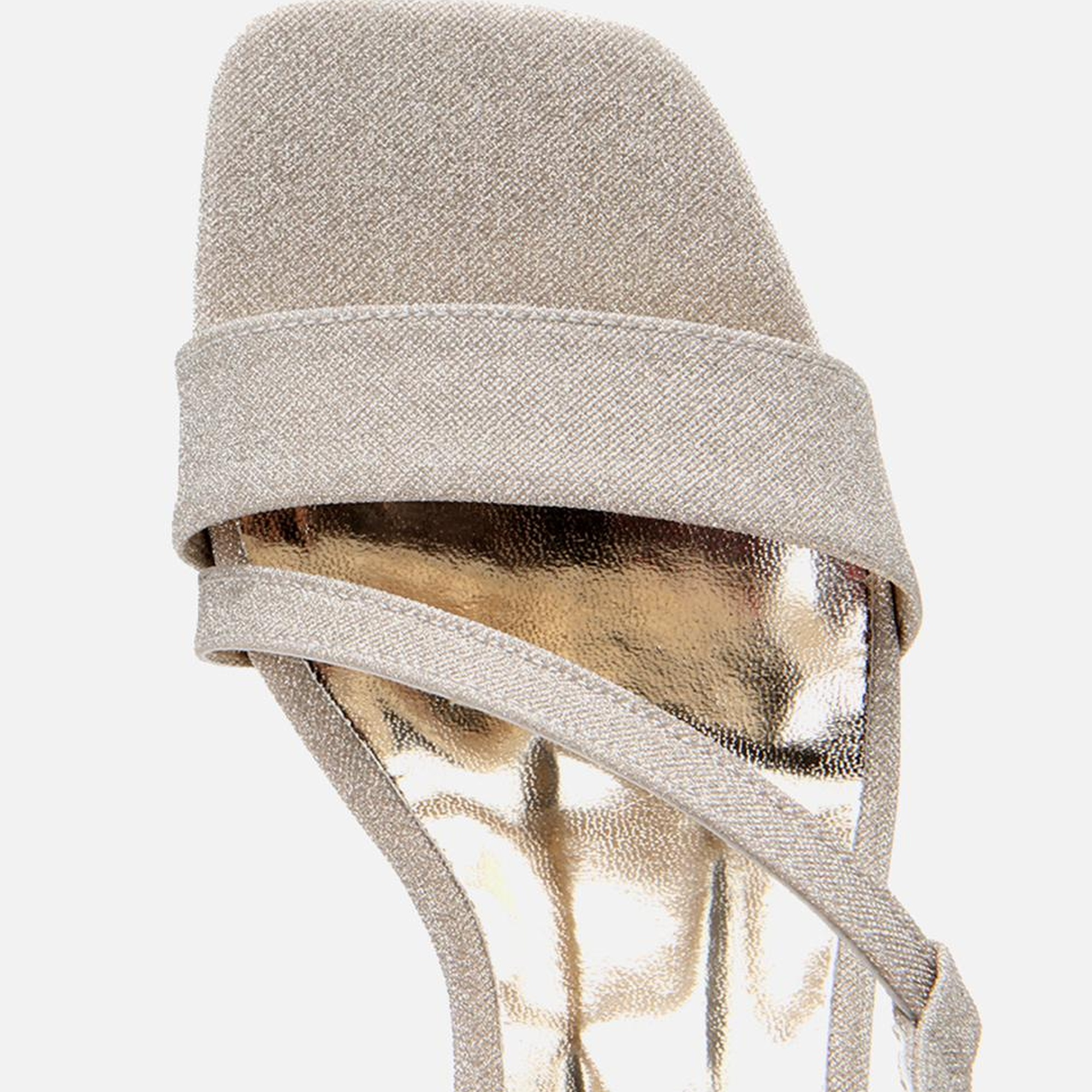 Kadın Gold Simli Abiye Topuklu Sandalet