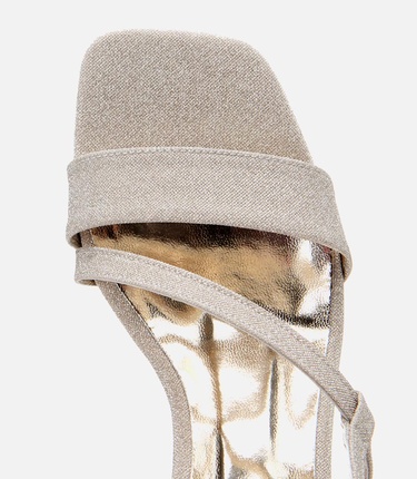  Kadın Gold Simli Abiye Topuklu Sandalet