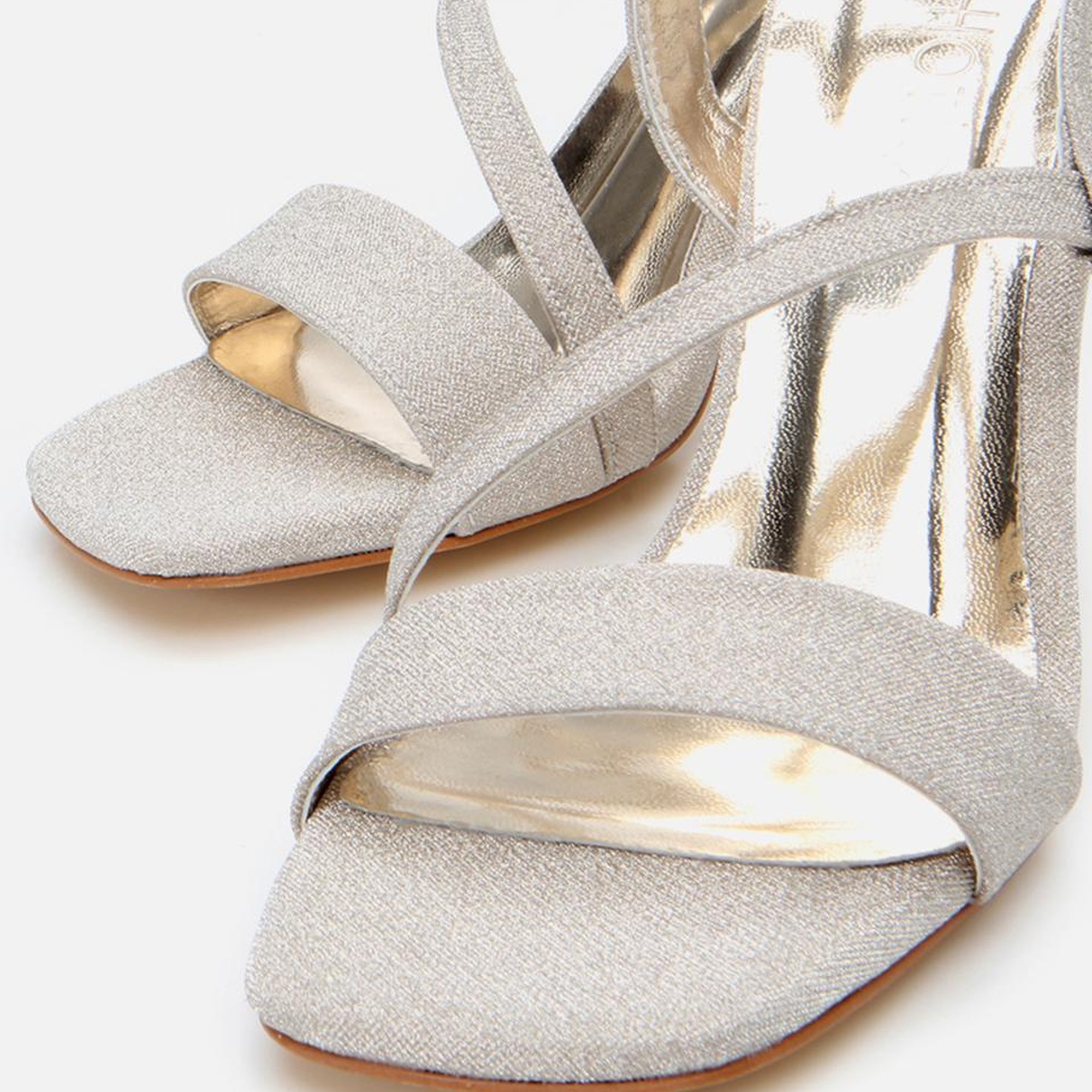 Kadın Gold Simli Abiye Topuklu Sandalet