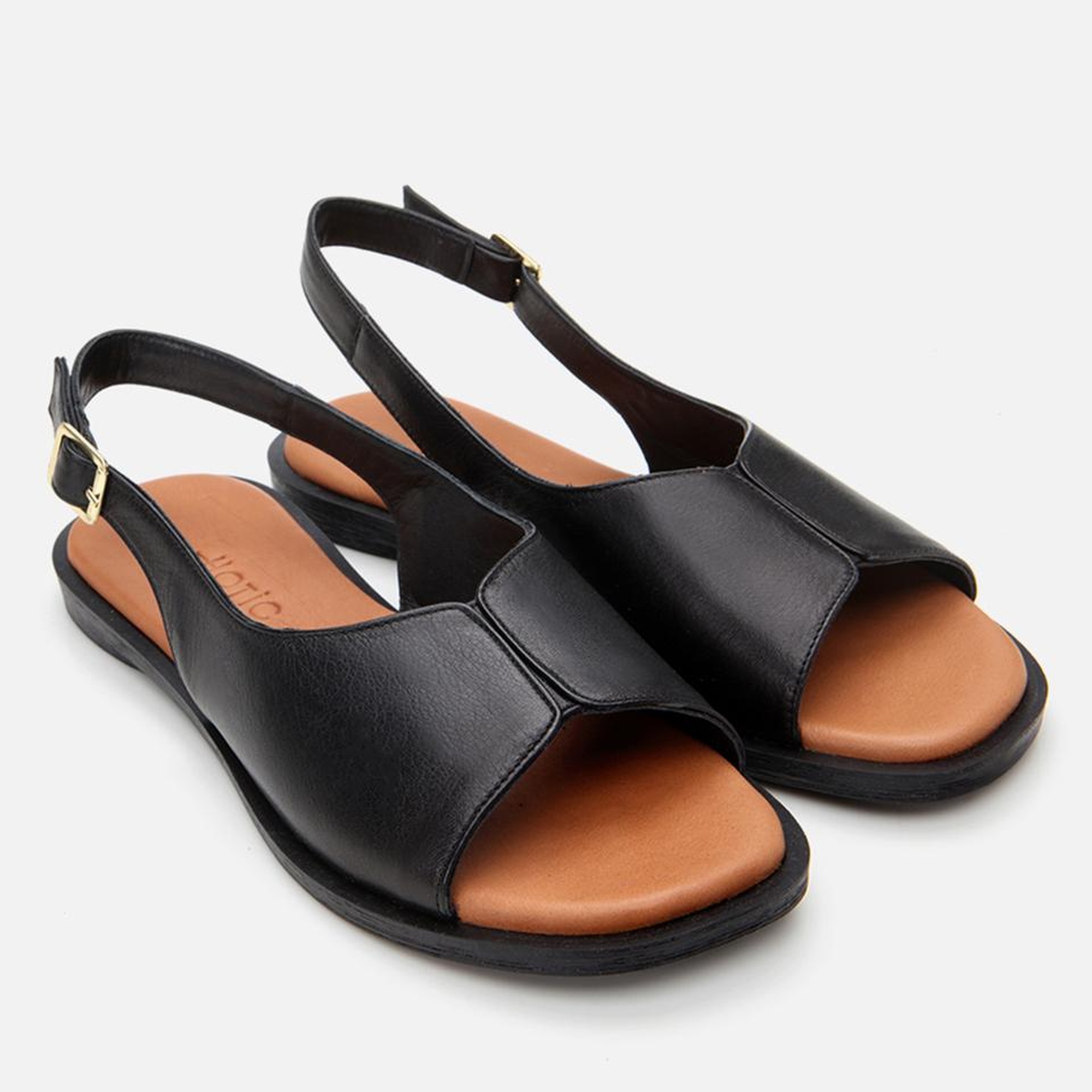 Kadın Deri Siyah Düz Sandalet