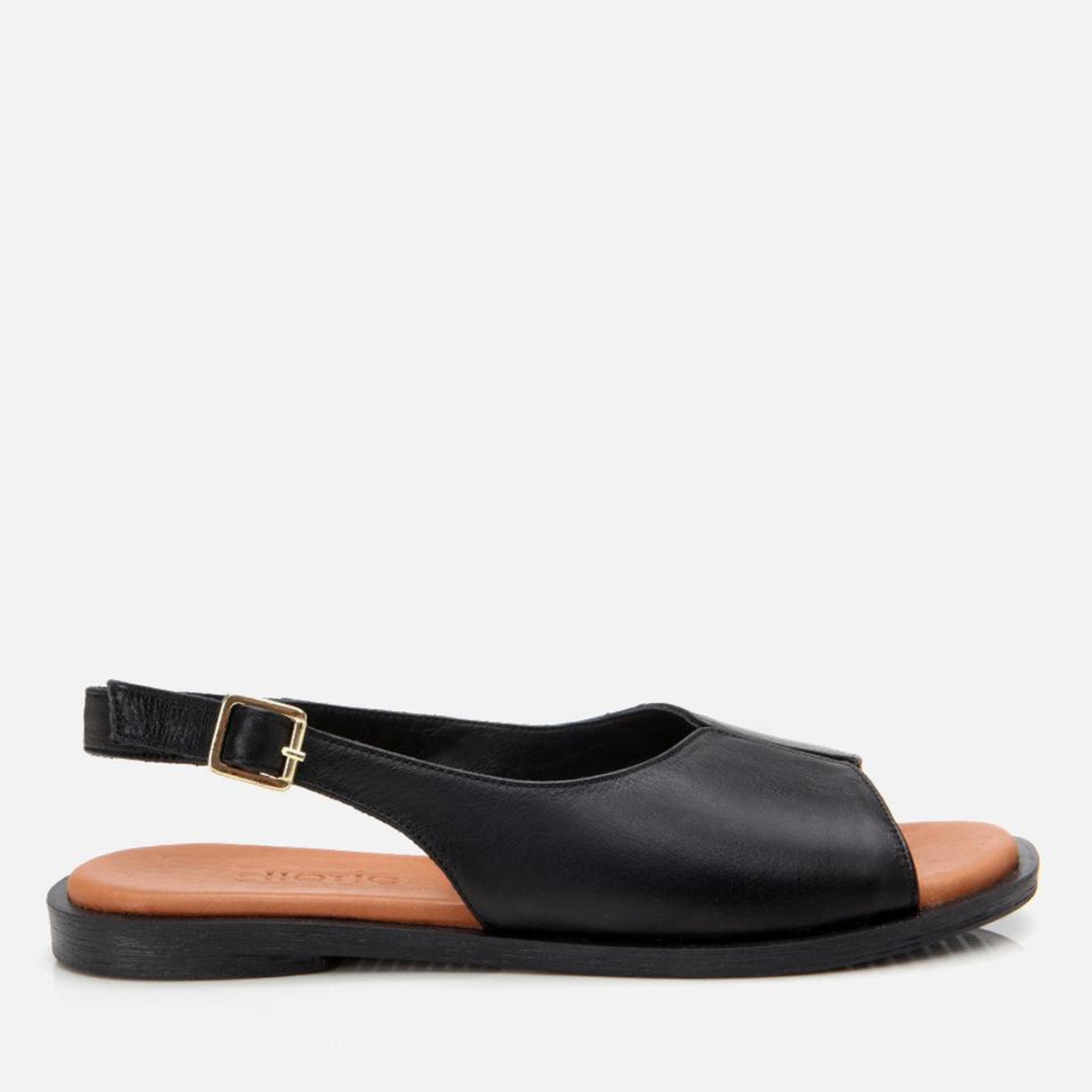 Kadın Deri Siyah Düz Sandalet