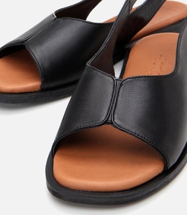  Kadın Deri Siyah Düz Sandalet