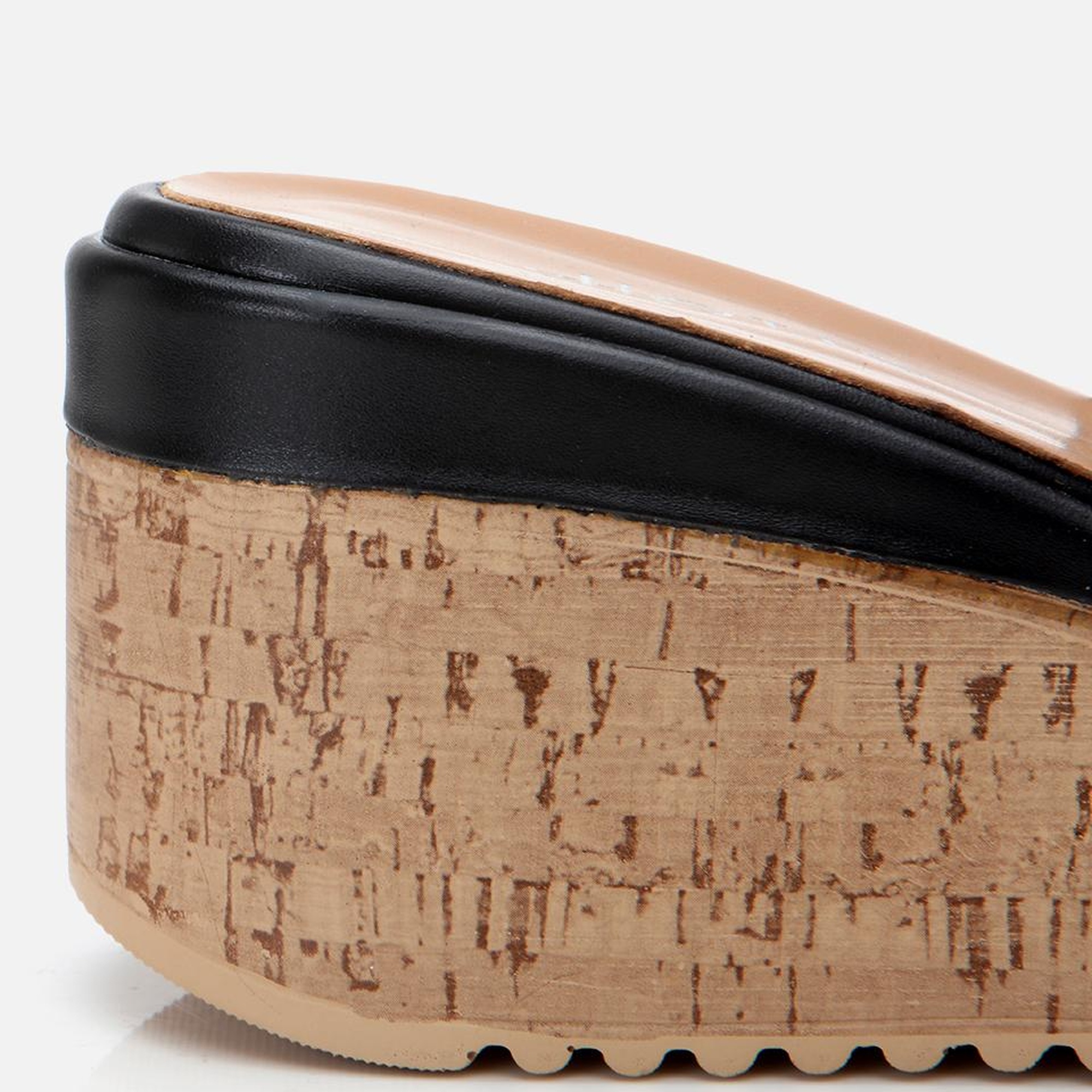 Kadın Deri Siyah Taşlı Topuklu Terlik