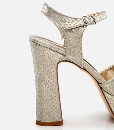  Kadın Gold Yılan Desenli Abiye Yüksek Topuklu Sandalet