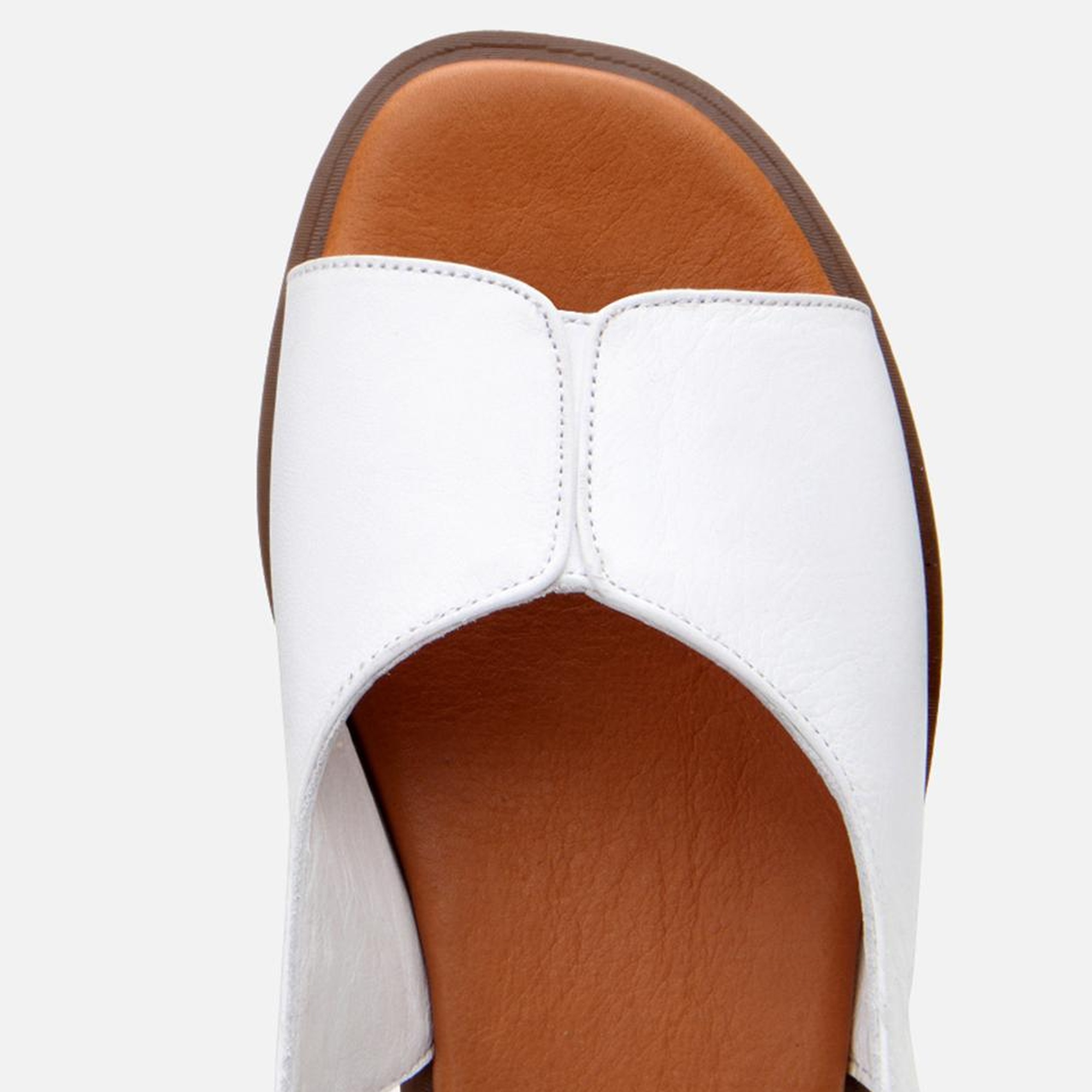 Kadın Deri Beyaz Düz Sandalet