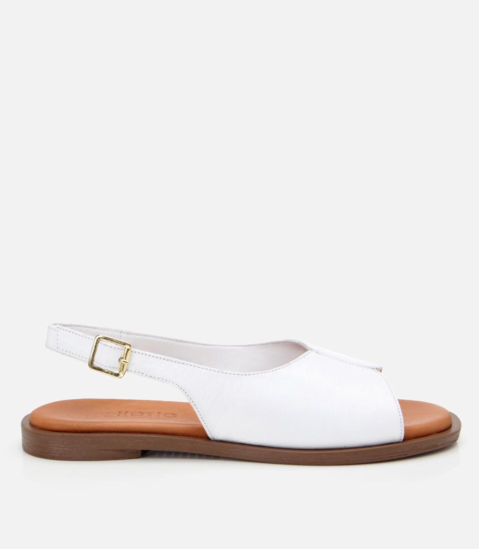  Kadın Deri Beyaz Düz Sandalet