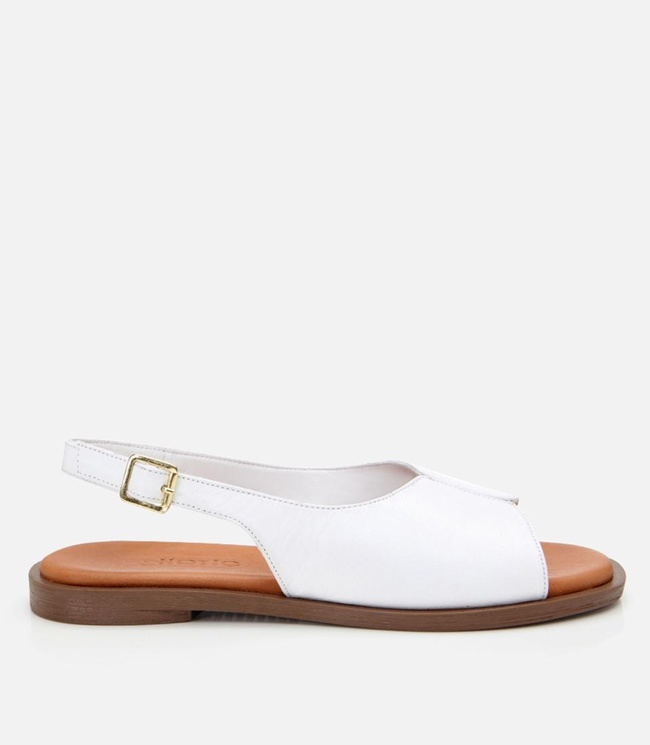  Kadın Deri Beyaz Düz Sandalet