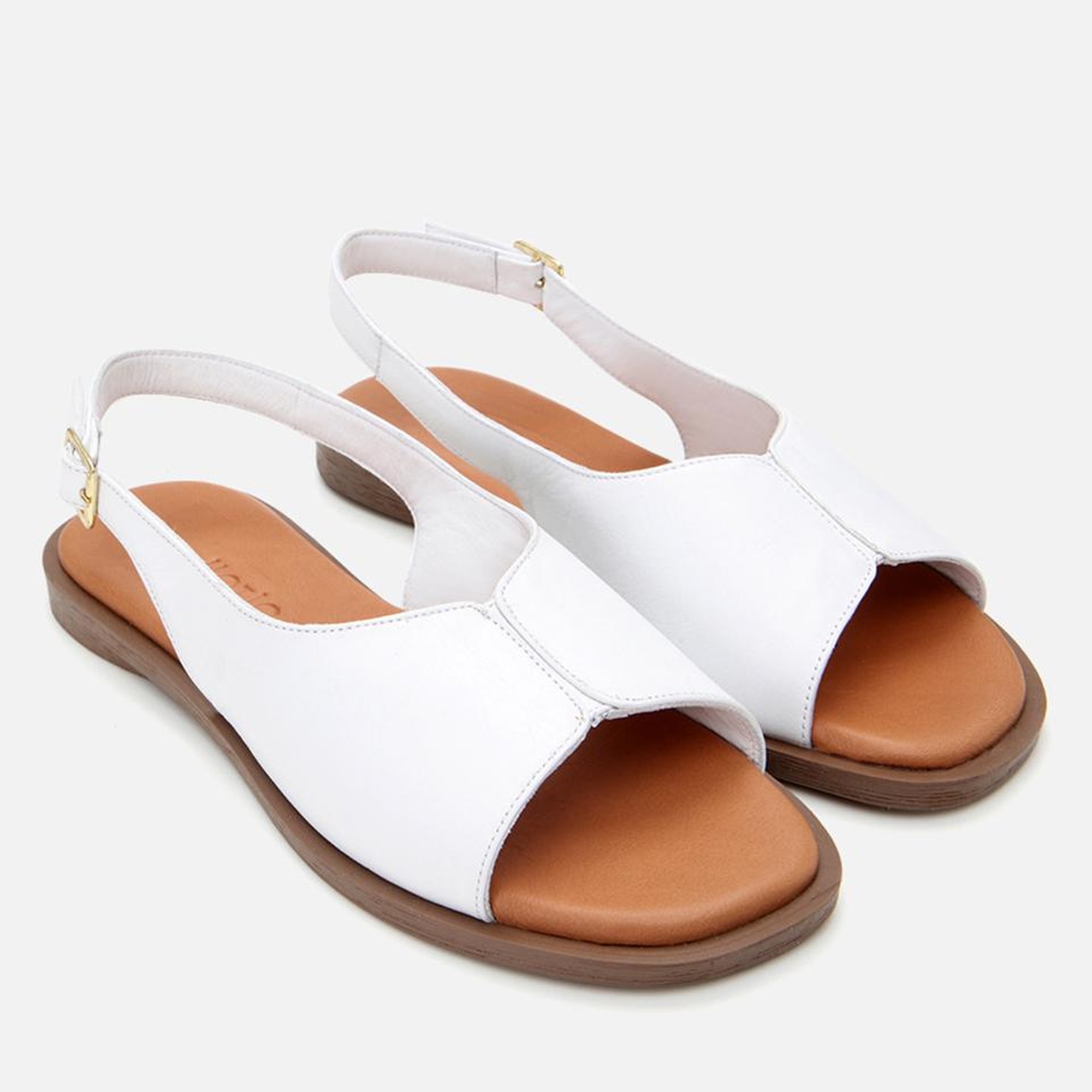 Kadın Deri Beyaz Düz Sandalet
