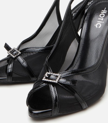  Kadın Siyah Transparan Detaylı Topuklu Sandalet