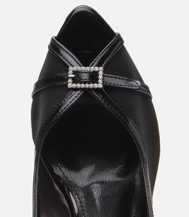  Kadın Siyah Transparan Detaylı Topuklu Sandalet