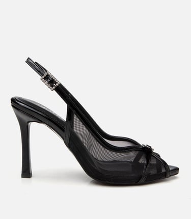  Kadın Siyah Transparan Detaylı Topuklu Sandalet