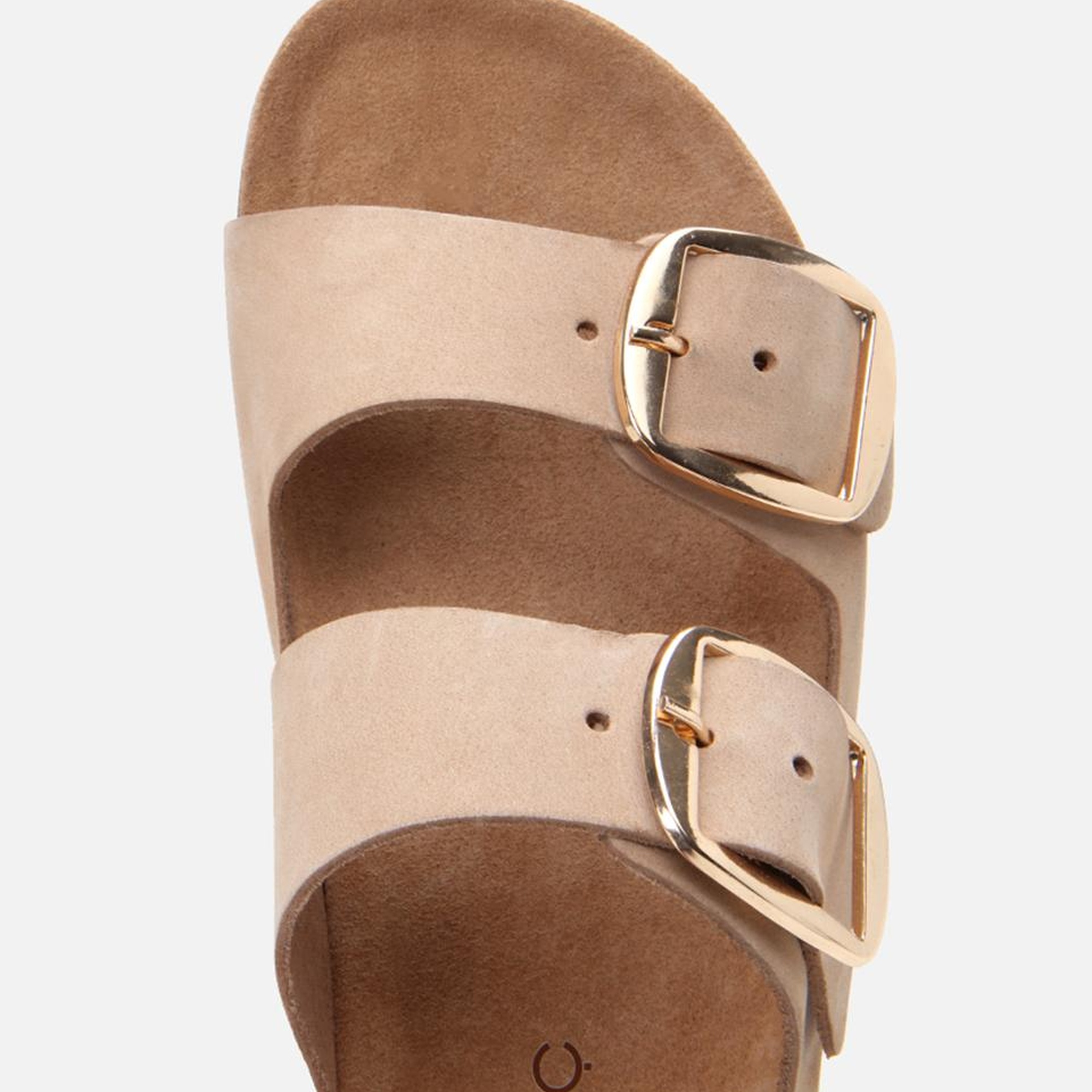 Kadın Nubuk Deri Bej Kemerli Düz Terlik