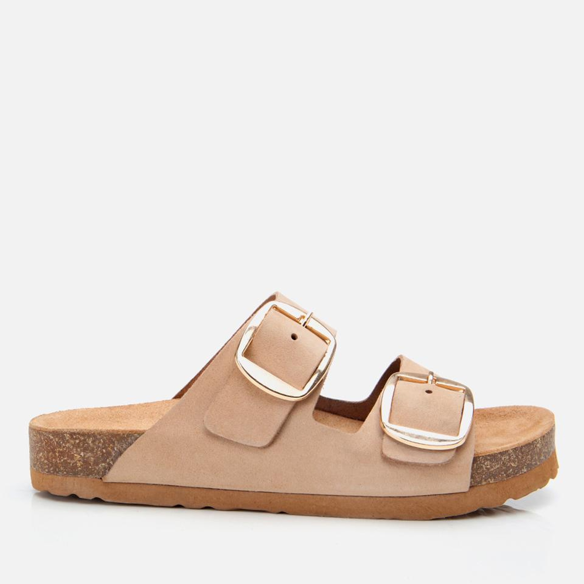 Kadın Nubuk Deri Bej Kemerli Düz Terlik