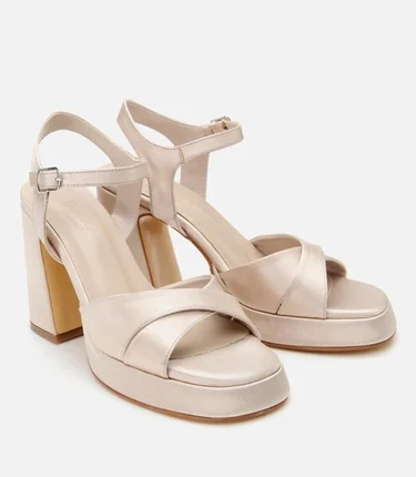  Kadın Bej Abiye Yüksek Topuklu Sandalet