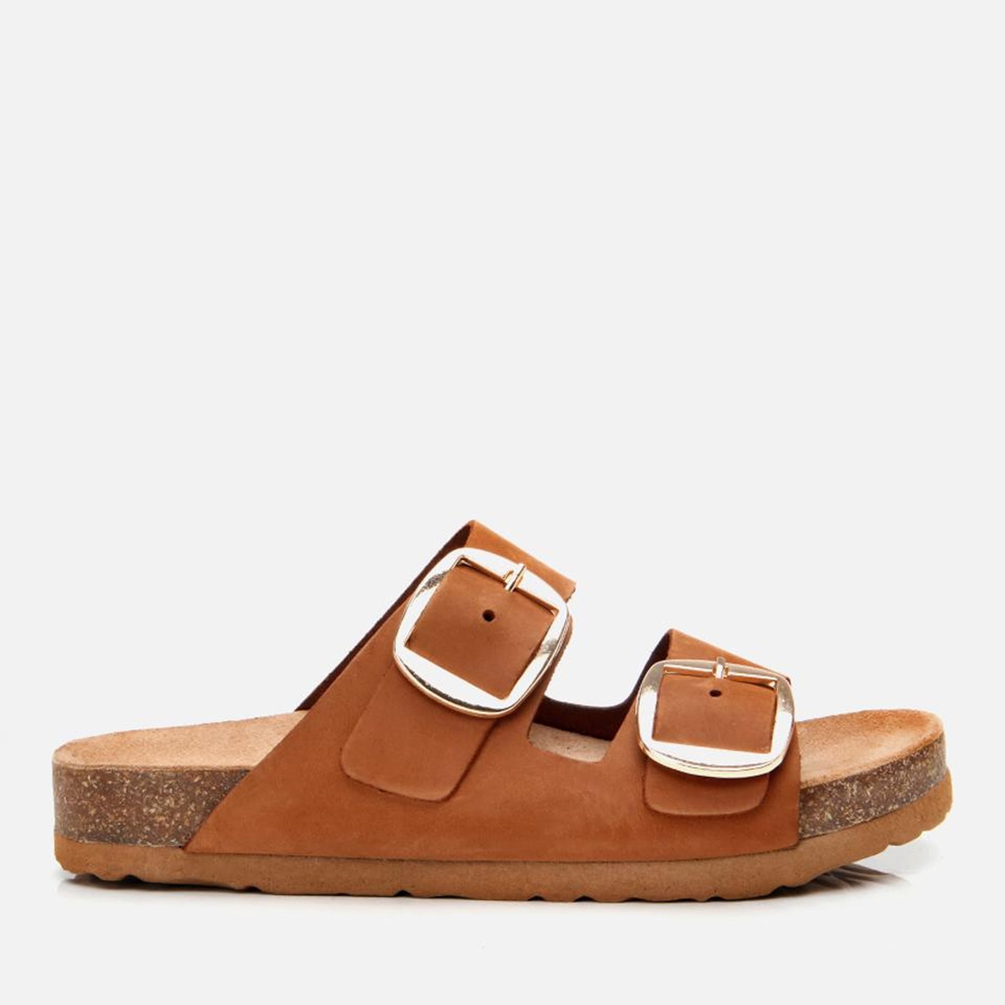 Kadın Nubuk Deri Taba Kemerli Düz Terlik