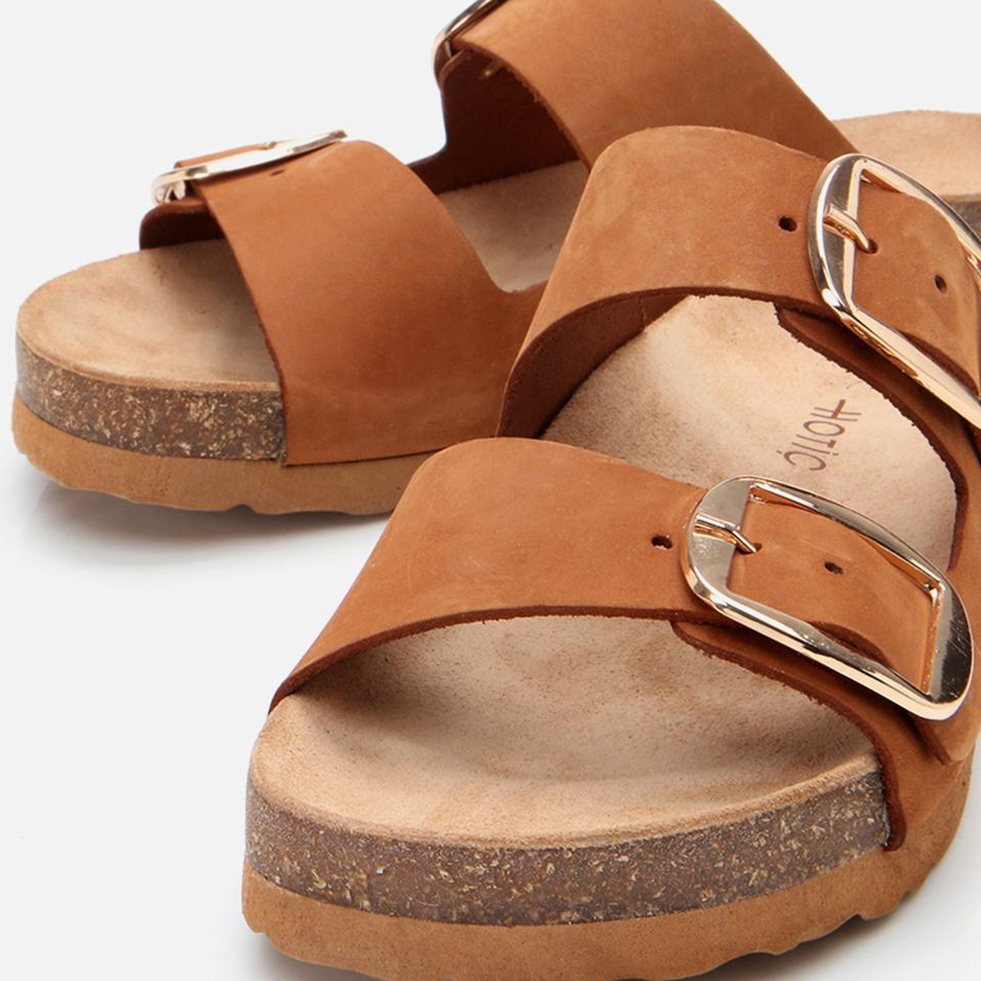 Kadın Nubuk Deri Taba Kemerli Düz Terlik