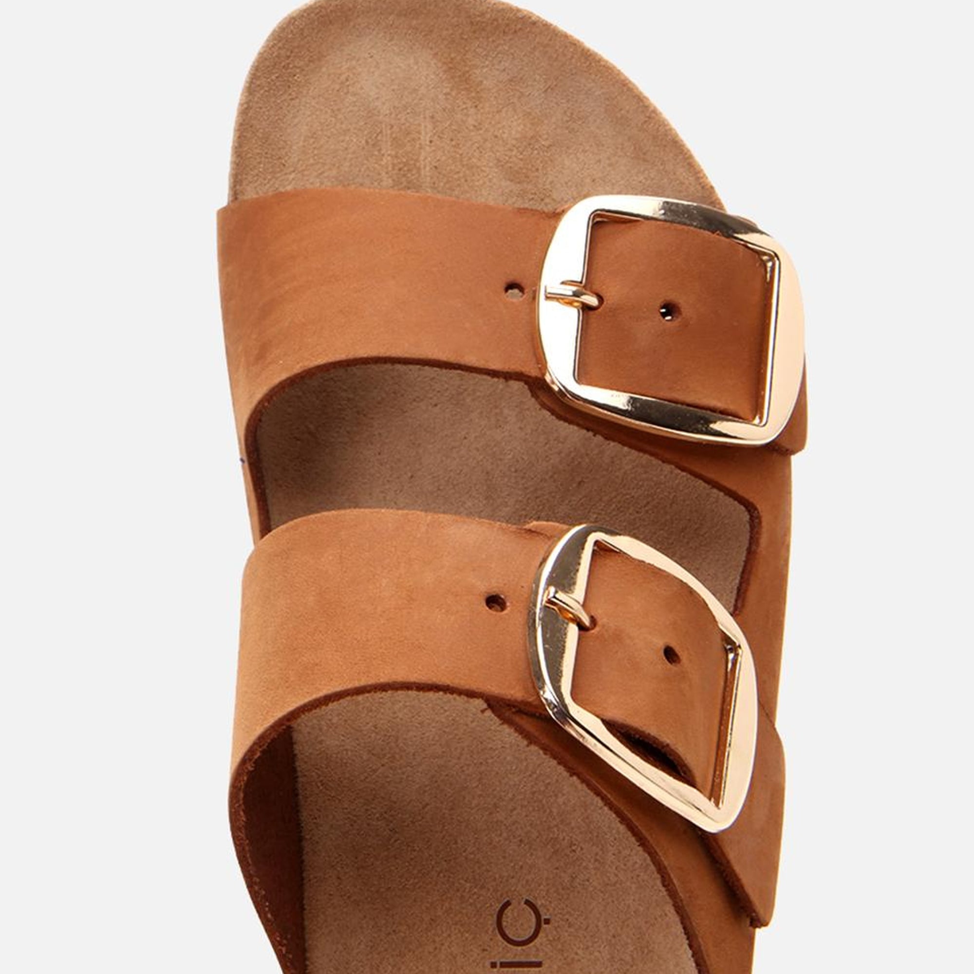 Kadın Nubuk Deri Taba Kemerli Düz Terlik