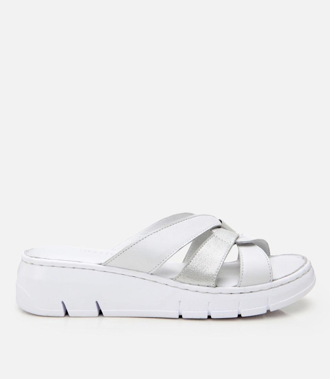  Kadın Deri Beyaz Comfort Terlik