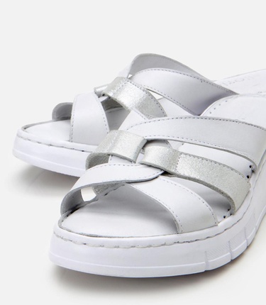  Kadın Deri Beyaz Comfort Terlik