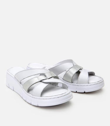  Kadın Deri Beyaz Comfort Terlik