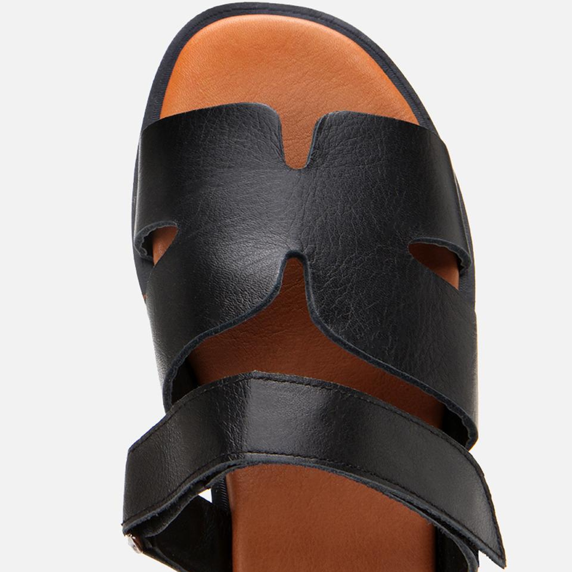 Kadın Deri Siyah Ayarlanabilir Düz Terlik