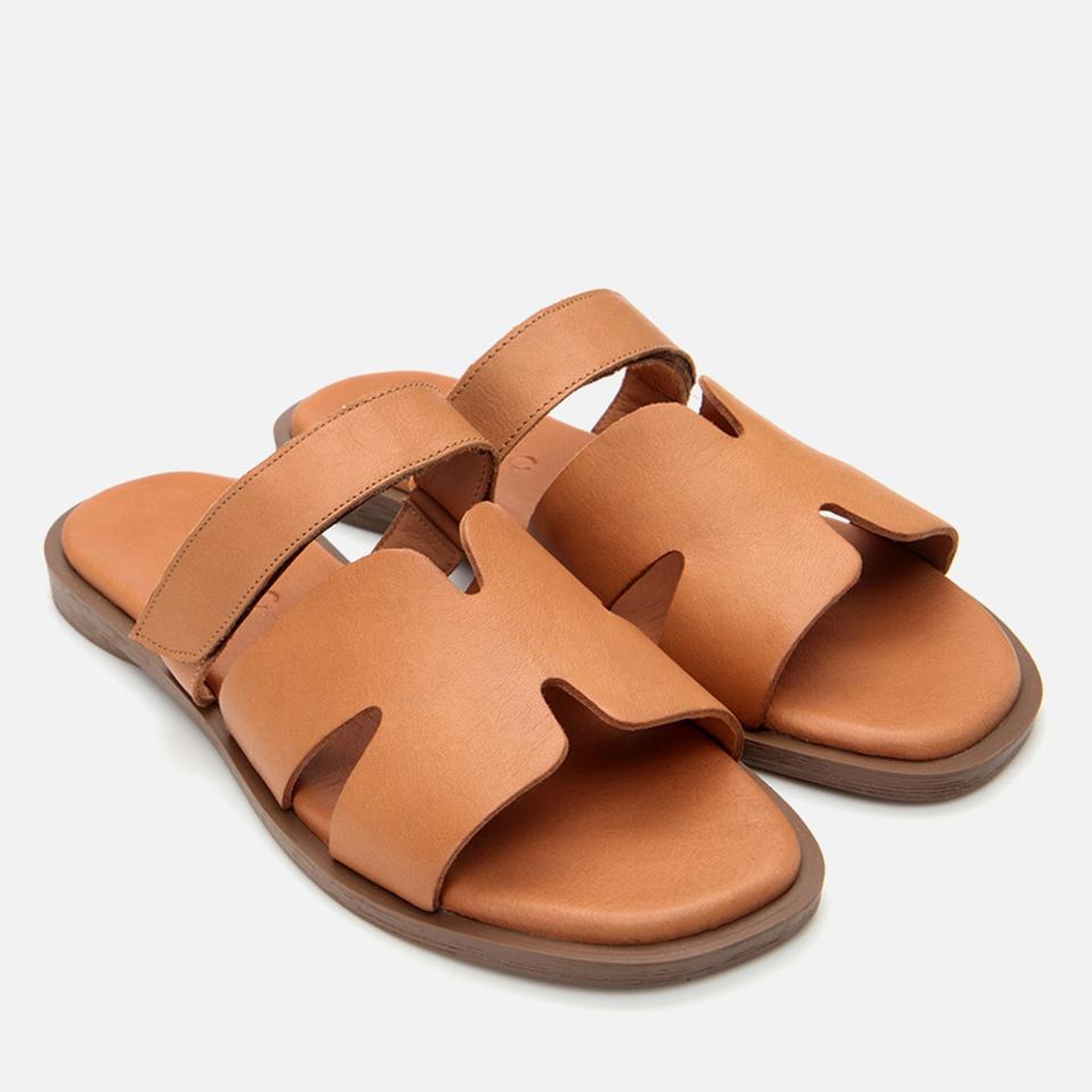 Kadın Deri Taba Ayarlanabilir Düz Terlik