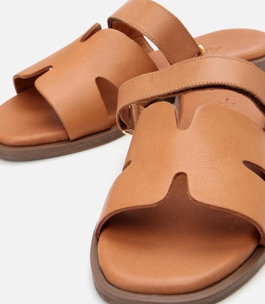  Kadın Deri Taba Ayarlanabilir Düz Terlik