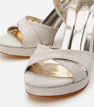  Kadın Gold Simli Abiye Yüksek Topuklu Sandalet