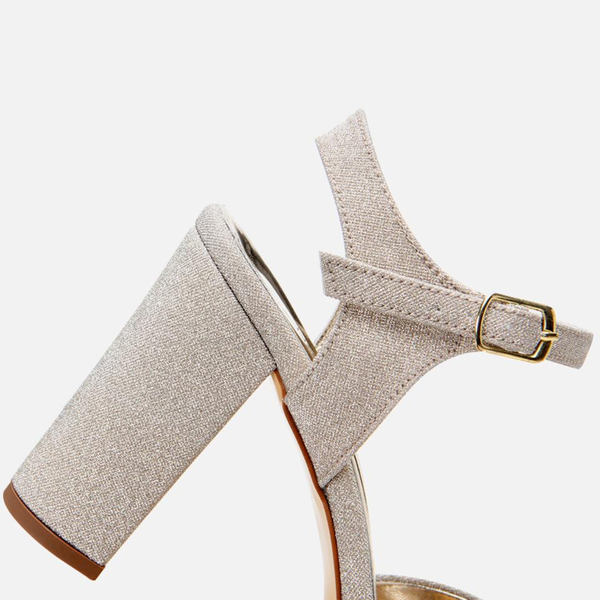 Kadın Gold Simli Abiye Yüksek Topuklu Sandalet