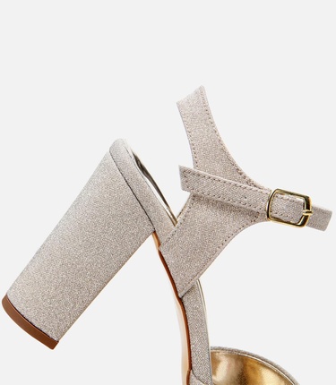  Kadın Gold Simli Abiye Yüksek Topuklu Sandalet