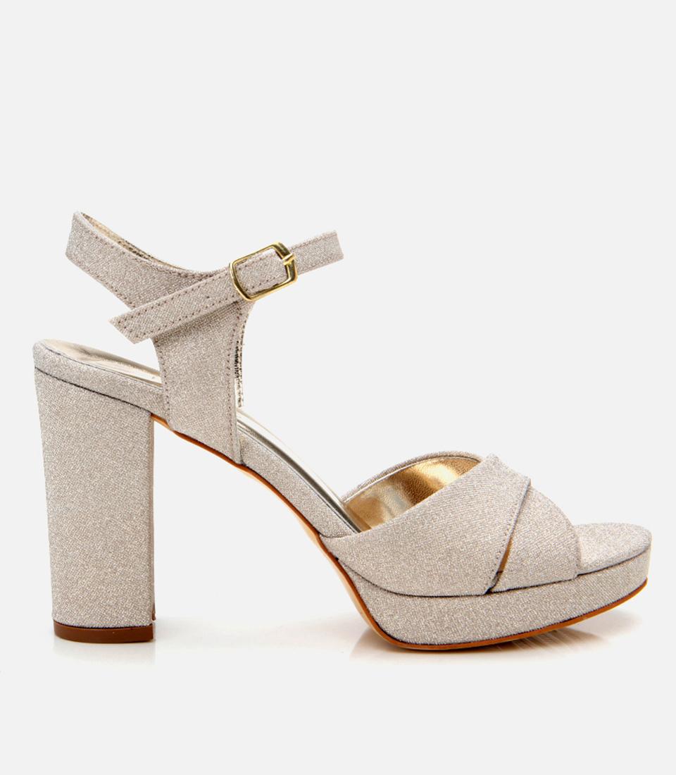  Kadın Gold Simli Abiye Yüksek Topuklu Sandalet