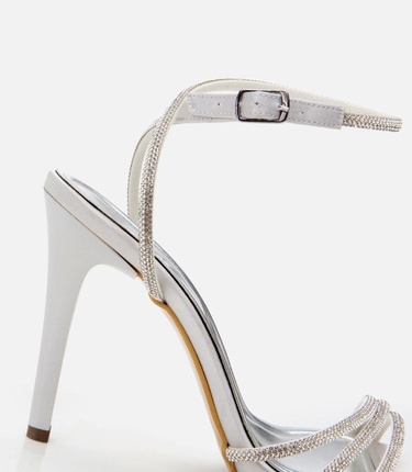  Kadın Lame Taşlı Abiye Yüksek Topuklu Sandalet