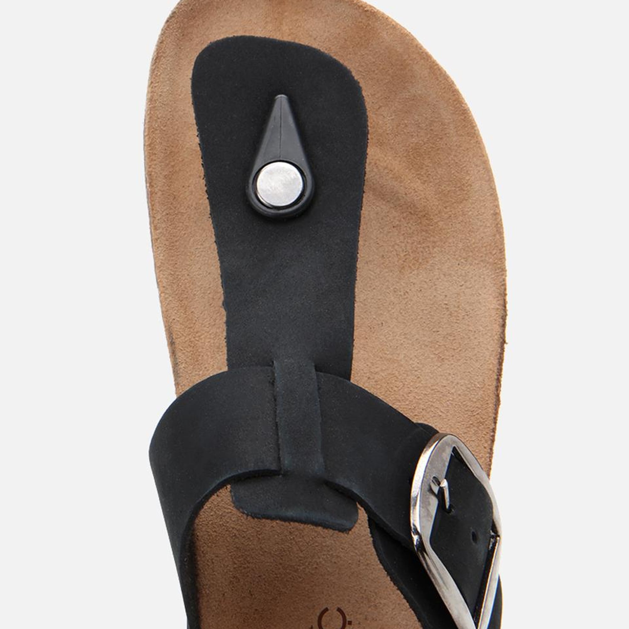 Kadın Nubuk Deri Siyah Kemerli Parmak Arası Terlik