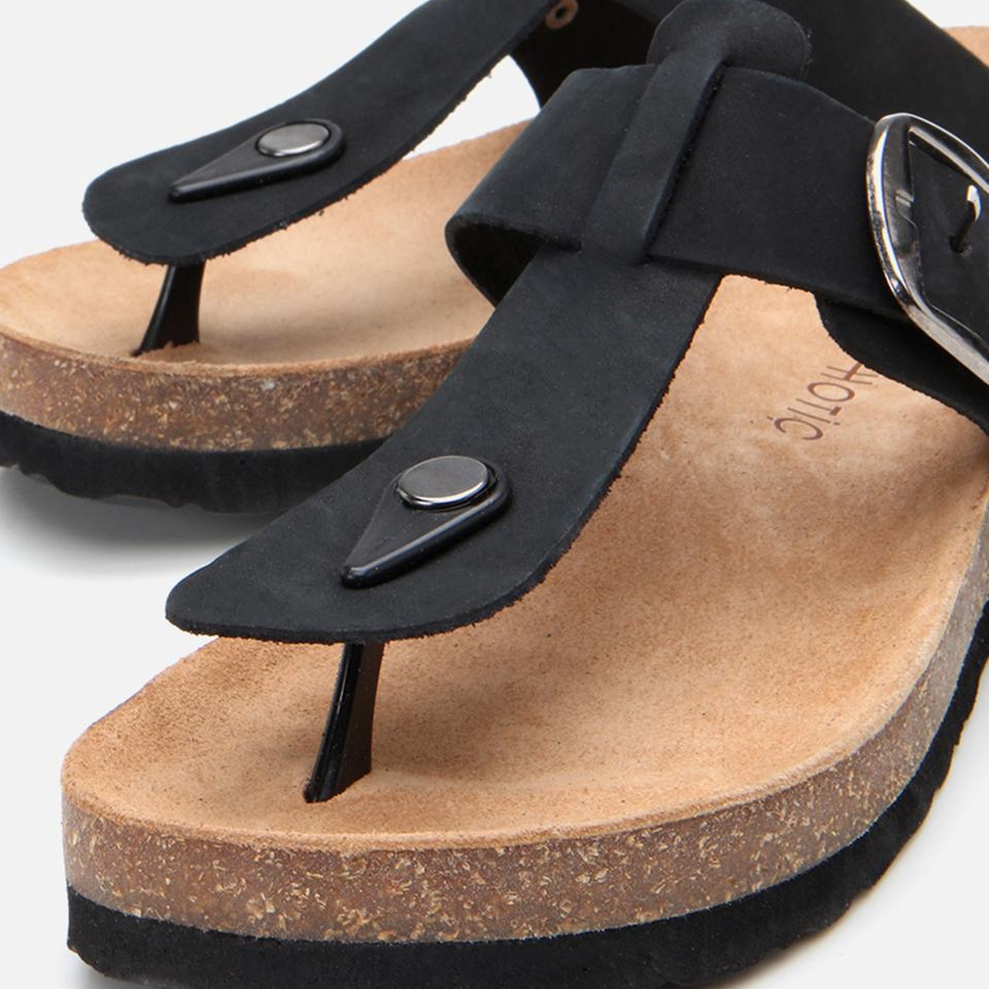 Kadın Nubuk Deri Siyah Kemerli Parmak Arası Terlik