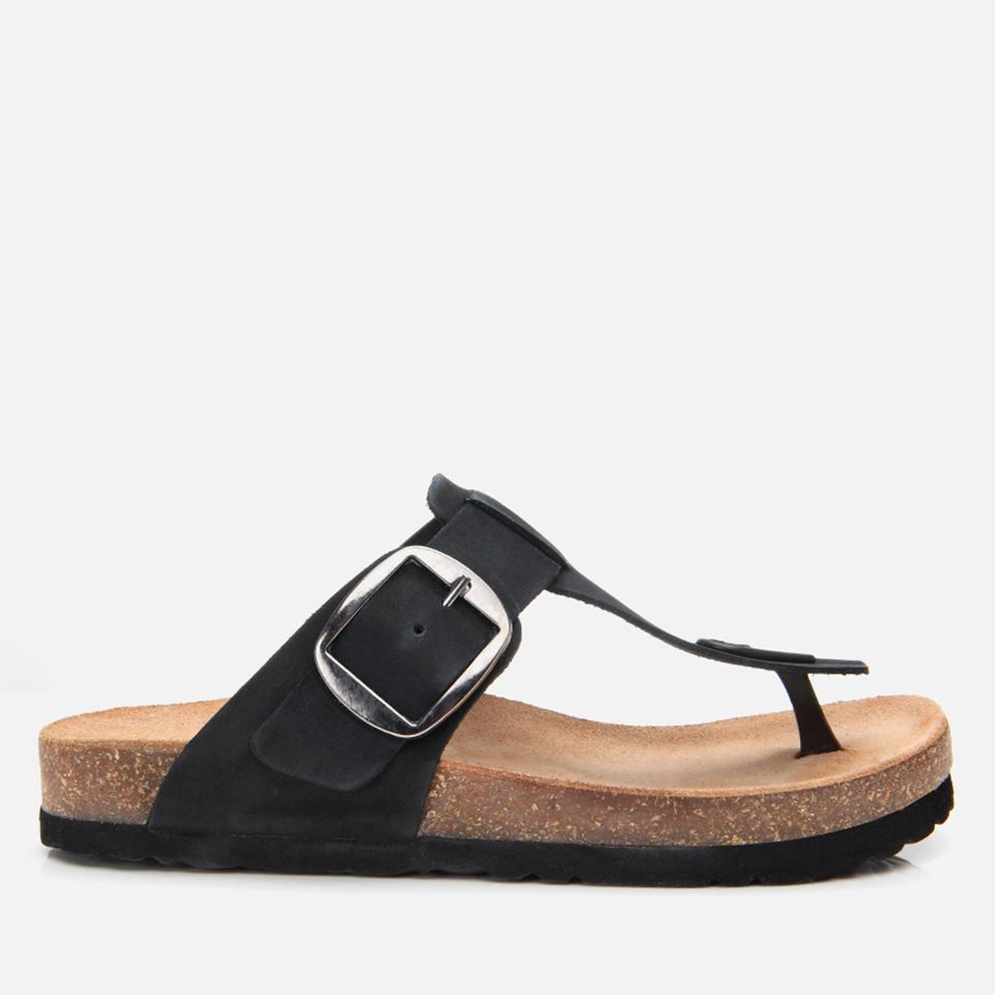 Kadın Nubuk Deri Siyah Kemerli Parmak Arası Terlik