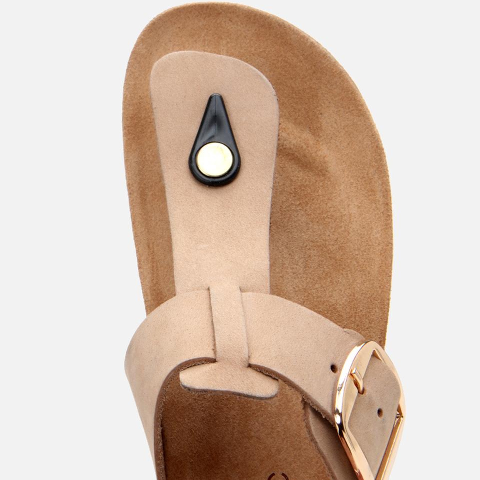 Kadın Nubuk Deri Bej Kemerli Parmak Arası Terlik