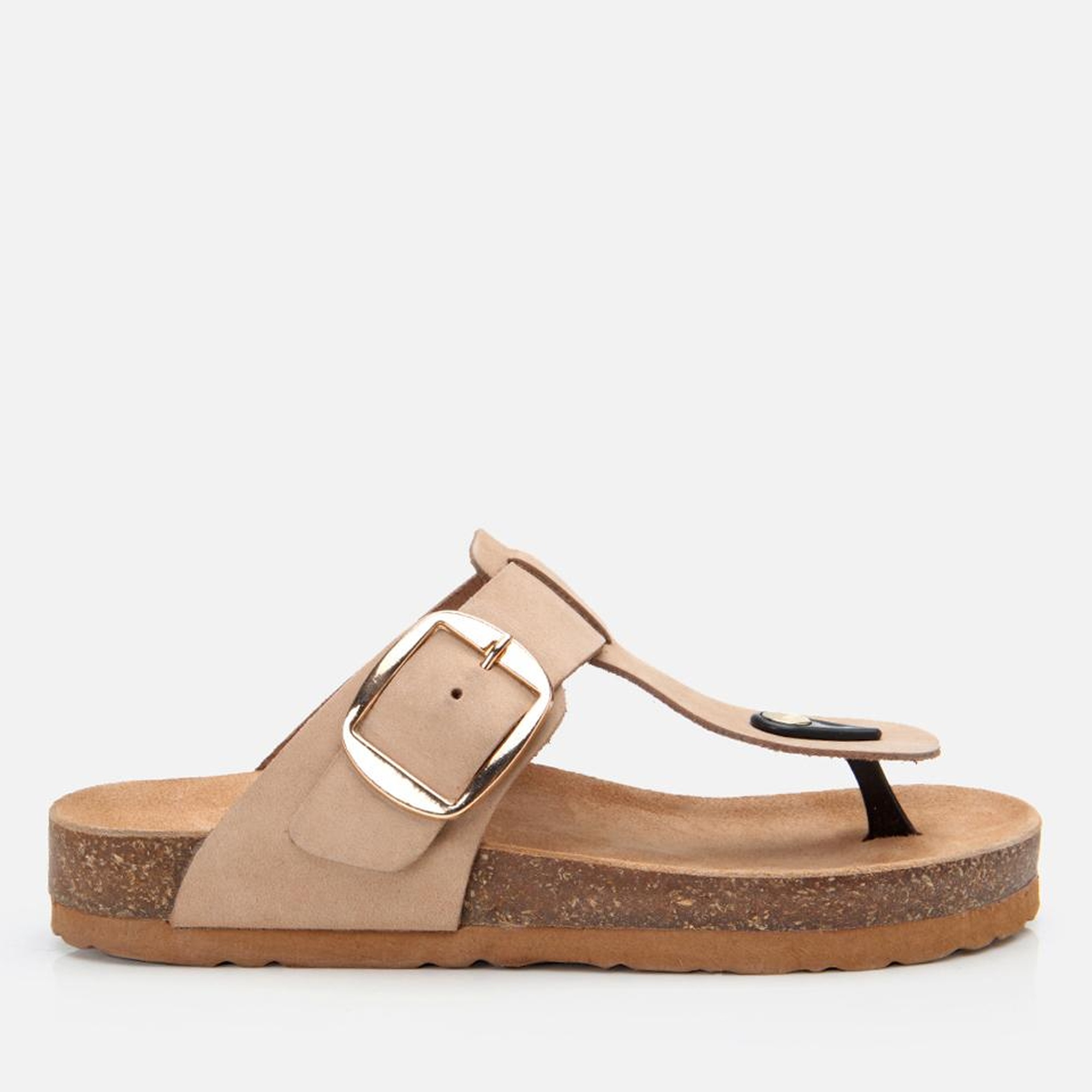 Kadın Nubuk Deri Bej Kemerli Parmak Arası Terlik