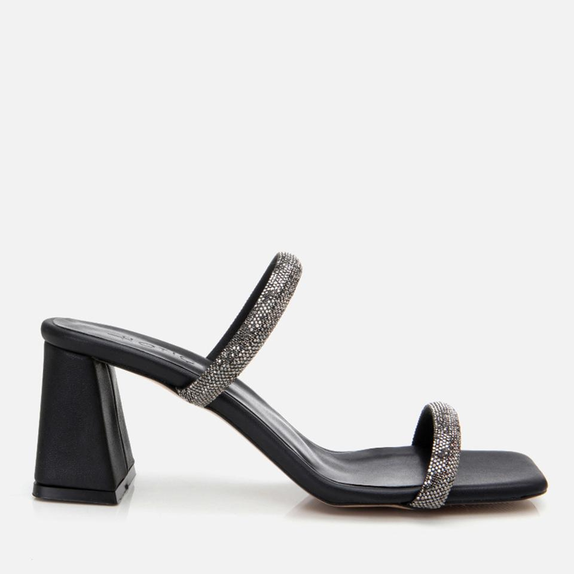 Kadın Siyah Taşlı Kalın Topuklu Terlik