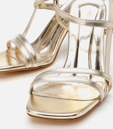  Kadın Gold Abiye Topuklu Sandalet