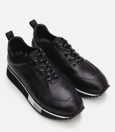  Erkek Deri Siyah Spor Ayakkabı